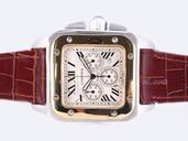 Cartier Santos 100 w20091x7 Stainless Steel Case Stainless Steel with 18k Gold Bezel Mens Watch