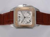 Cartier Santos 100 W20107X7 Rose Gold Bezel Yellow Dial Watch