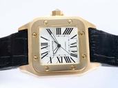 Cartier Santos 100 W20112Y1 Womens 18K Gold Case 38x38mm Watch