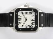 Cartier Santos 100 w20121u2 Black Rubber Strap Mens 38x38mm Watch