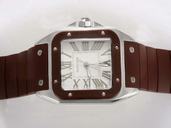 Cartier Santos 100 w20121u2 Rubber Bezel Red Rubber Strap Mens Watch