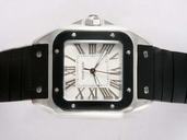Cartier Santos 100 w20121u2 Square Stainless Steel Case White Dial Watch