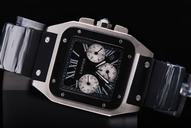 Cartier Santos 100 W2020005 Square Black Dial Stainless Steel Case Watch