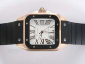 Cartier Santos 100 W2020007 Rubber Bezel White Dial Black Rubber Strap Watch