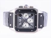 Cartier Santos 100 W2020008 38x38mm Mens Black Rubber Strap Watch