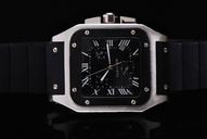 Cartier Santos 100 W2020008 Automatic Rubber Bezel Black Dial Watch