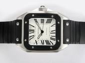 Cartier Santos 100 W2020008 White Dial Rubber Bezel Automatic Watch