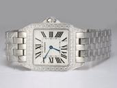 Cartier Santos 100 W25065Z5 White Dial Stainless Steel Bezel Quartz Watch