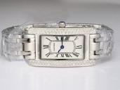 Cartier Santos 100 WB7073L1 Quartz White Dial Diamond Bezel Watch
