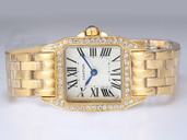 Cartier Santos 100 wf9001y7 Stainless Steel with 18K Gold and Diamond Bezel White Dial Watch