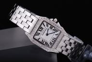 Cartier Santos 100 wf9003y8 Silver Stainless Steel Strap Stainless Steel Bezel White Dial Watch