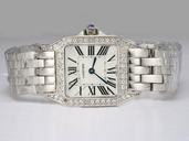 Cartier Santos 100 wf9003y8 Womens Diamond Bezel Quartz Watch