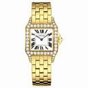 Cartier Santos Demoiselle Silver Dial 18kt Yellow Gold Diamond Watch WF9002Y7