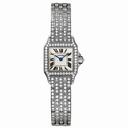 Cartier Santos Demoiselle Silver Dial White Gold Diamond Ladies Watch WF9005YA