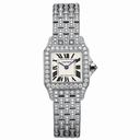 Cartier Santos Demoiselle Small Silver Dial 18kt White Gold Diamond Ladies Watch WF9003YA