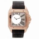 Cartier Santos Mysterieuse 18k Rose Gold and Alligator Leather Unisex Watch W20115Y1