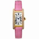 Cartier Tank Americaine Silver Dial Leather Strap Ladies Watch WB701251
