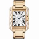 Cartier Tank Angalise Silver Dial 18kt Pink Gold Men's Watch WT100004