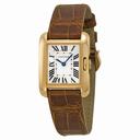 Cartier Tank Anglaise Silver Dial 18k Rose Gold Brown Leather Small Ladies Watch W5310027