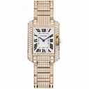 Cartier Tank Anglaise Silver Dial 18kt Pink Gold Diamond Ladies Watch HPI00558