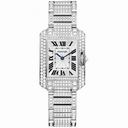Cartier Tank Anglaise Silver Dial 18kt White Gold and Diamond Ladies Watch HPI00559