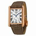 Cartier Tank Louis Silver Dial 18k Rose Gold Brown Leather Mechanical Men's Watch W1560003
