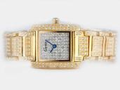Cartier Tank W50002N2 Square Womens Stainless Steel Case Watch