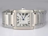 Cartier Tank W51002Q3 Stainless Steel Bezel White Dial Watch