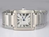 Cartier Tank w51002Q3 White Dial Silver Rubber Strap Square Watch