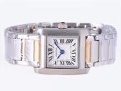 Cartier Tank W51005Q4 Stainless Steel Bezel Silver Stainless Steel Strap White Dial Watch
