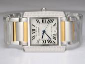Cartier Tank W51007Q4 Silver Stainless Steel Strap White Dial Square Watch