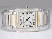 Cartier Tank W51007Q4 Silver Stainless Steel Strap White Dial Watch