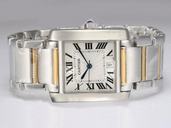 Cartier Tank w51007Q4 Square Womens Silver Stainless Steel Strap Watch