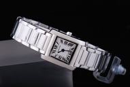 Cartier Tank w51008Q3 Square Silver Stainless Steel Strap Womens Watch