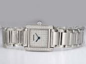 Cartier Tank W5101193 Womens Square Stainless Steel Case Watch