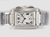 Cartier Tank W51024Q3 White Dial Round Quartz Chronograph Watch