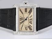 Cartier Tank WA301271 Black Crocodile Leather Strap Yellow Dial Rectangle Watch