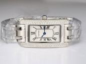 Cartier Tank wB7073L1 Rectangle Silver Stainless Steel Strap Womens Watch