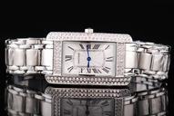 Cartier Tank WB7073L1 Silver Stainless Steel Strap Rectangle Womens Watch