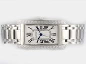 Cartier Tank WB7073L1 Stainless Steel Case Rectangle White Dial Watch
