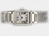Cartier Tank wE1002S3 Silver Stainless Steel Strap Square Watch