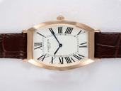 Cartier Tonneau WE400331 Brown Rose Gold Strap Midsize Man:49x31mm / Lady:38x23mm Watch