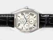 Cartier Tortue W1540551 Black Cow Leather Strap 34x43mm Watch