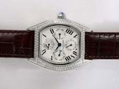 Cartier Tortue W1540551 Stainless Steel Case Rectangle White Dial Watch