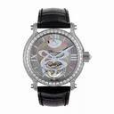 Chopard Classic Black Mother of Pearl Dial 18kt White Gold Diamond Black Leather Ladies Watch 134188-1007