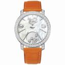 Chopard Happy Diamonds Mother of Pearl Dial 18kt White Gold Diamond Leather Ladies Watch 207450-1005
