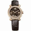 Chopard Happy Sport Diamond Brown Dial 18k Rose Gold Ladies Watch 277473-5008