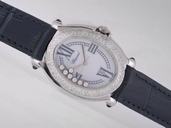 Chopard Happy Sport Oval 277465-1006 White Dial Diamond Bezel Stainless Steel Case Watch