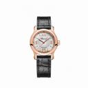 Chopard Happy Sport Silver Tone Dial Black Leather Strap Ladies Watch 274893-5001