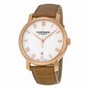 Chopard White Dial 18kt Rose Gold Brown Leather Men's Watch 161278-5005
